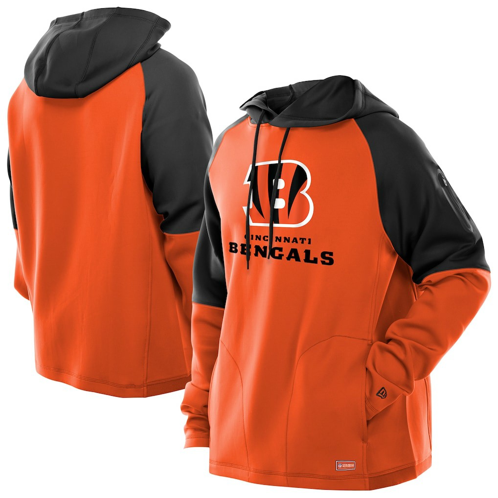 Cincinnati Bengals New Era Combine Authentic Color Block Raglan Pullover Hoodie Orange | NFL