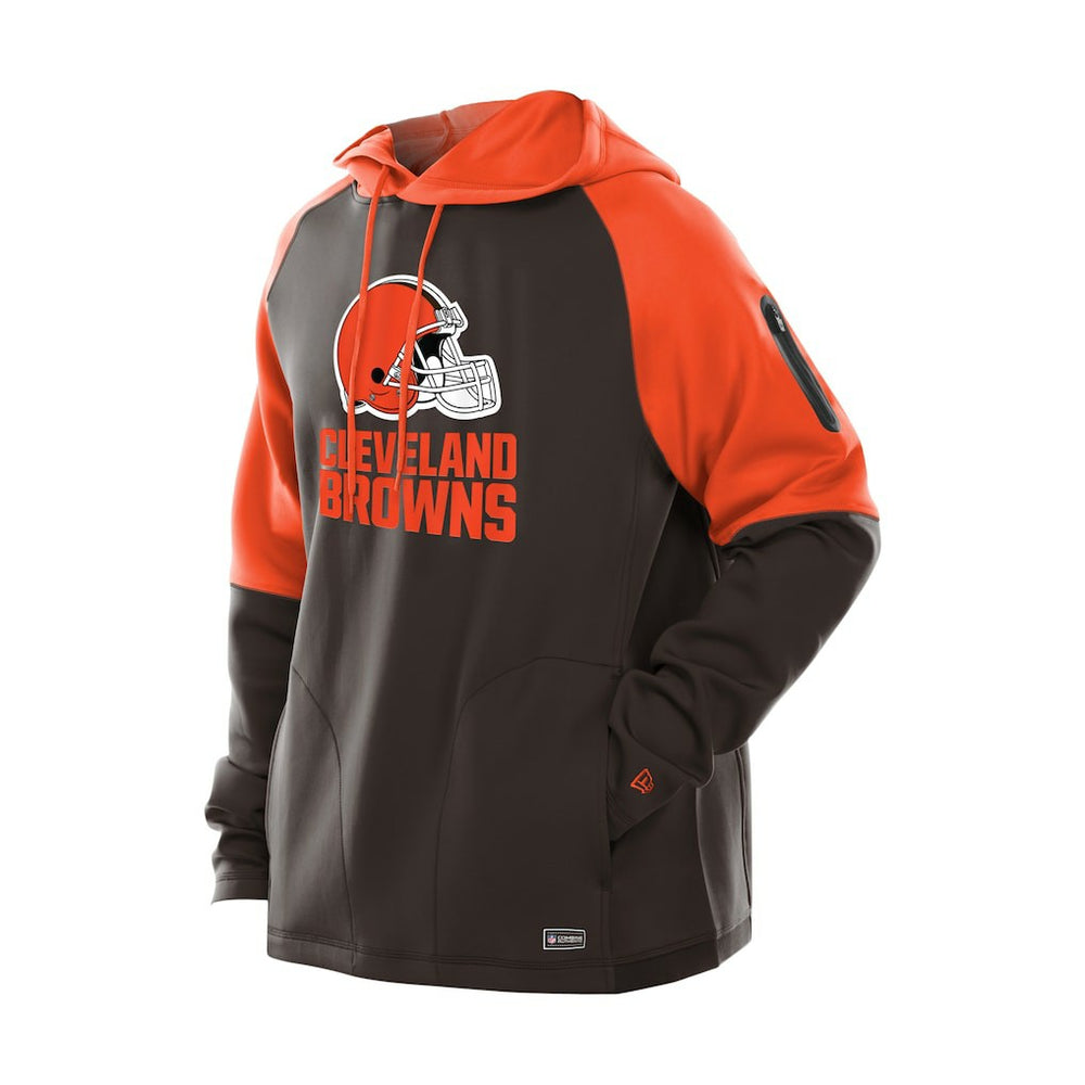 Cleveland Browns New Era Combine Authentic Color Block Raglan Pullover Hoodie Brown | NFL