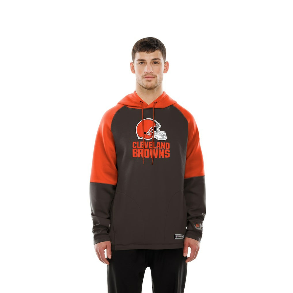 Cleveland Browns New Era Combine Authentic Color Block Raglan Pullover Hoodie Brown | NFL