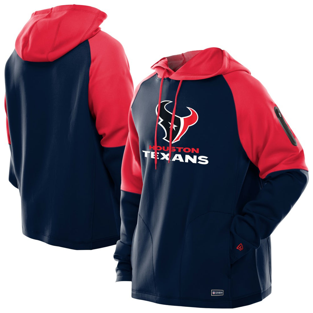 Houston Texans New Era Combine Authentic Color Block Raglan Pullover Hoodie Navy | NFL