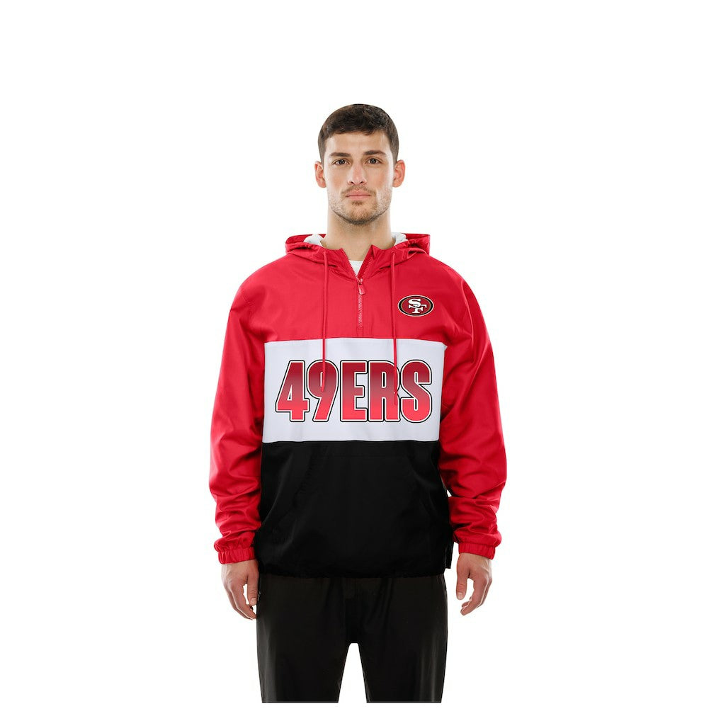 San Francisco 49ers New Era Ripstop Quarter-Zip Hooded Windbreaker Scarlet | NFL