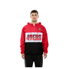 San Francisco 49ers New Era Ripstop Quarter-Zip Hooded Windbreaker Scarlet | NFL
