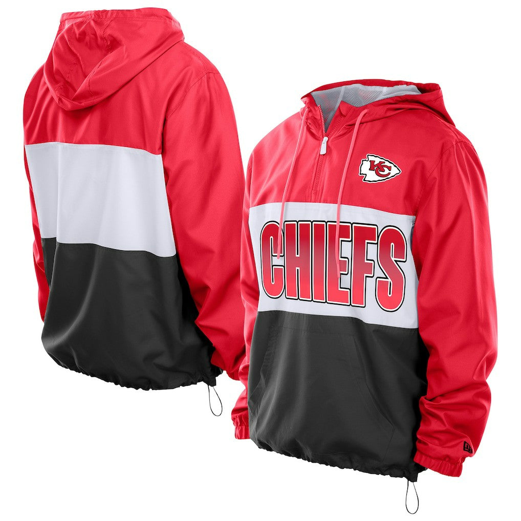 Kansas City Chiefs New Era Ripstop Quarter-Zip Hooded Windbreaker Red | NFL