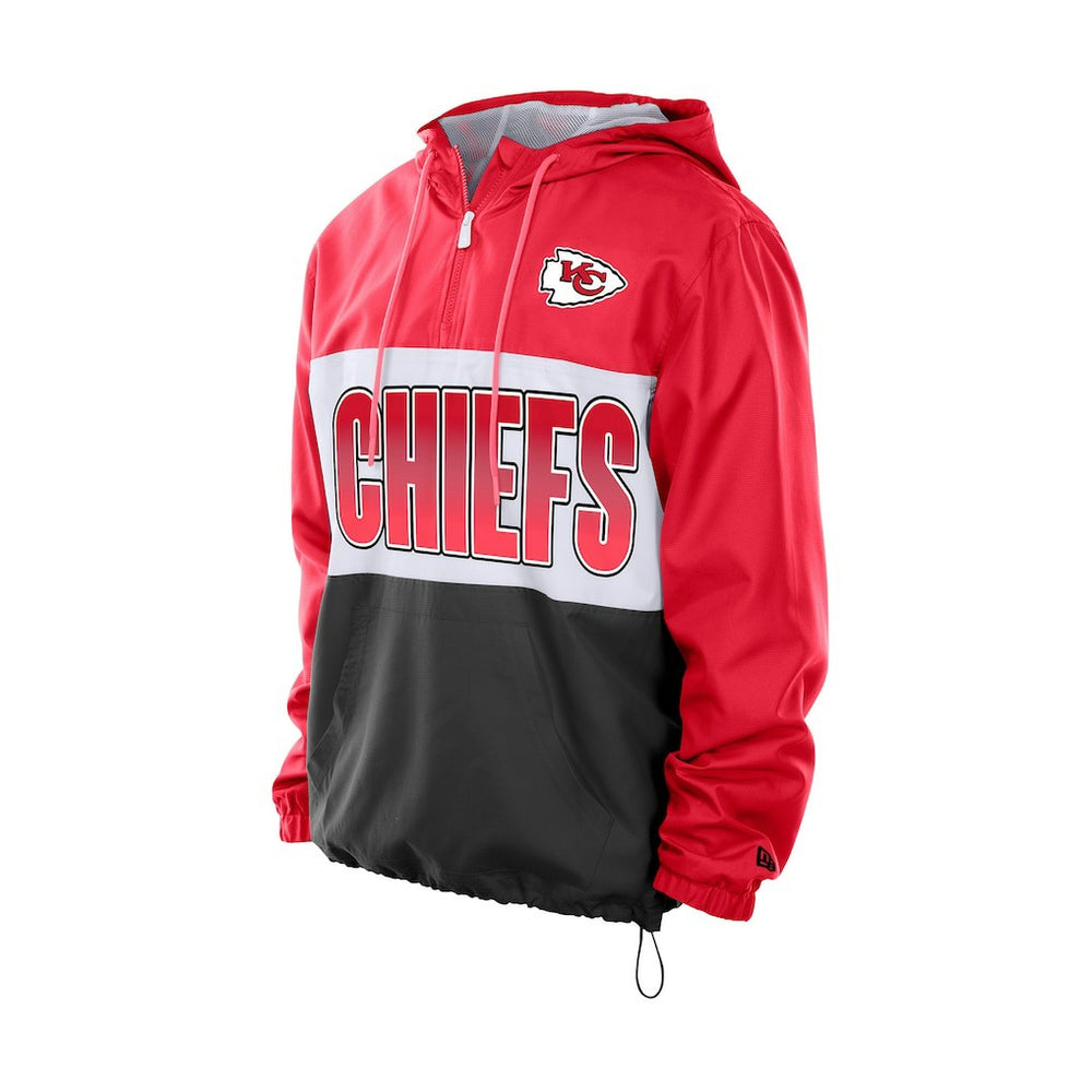 Kansas City Chiefs New Era Ripstop Quarter-Zip Hooded Windbreaker Red | NFL