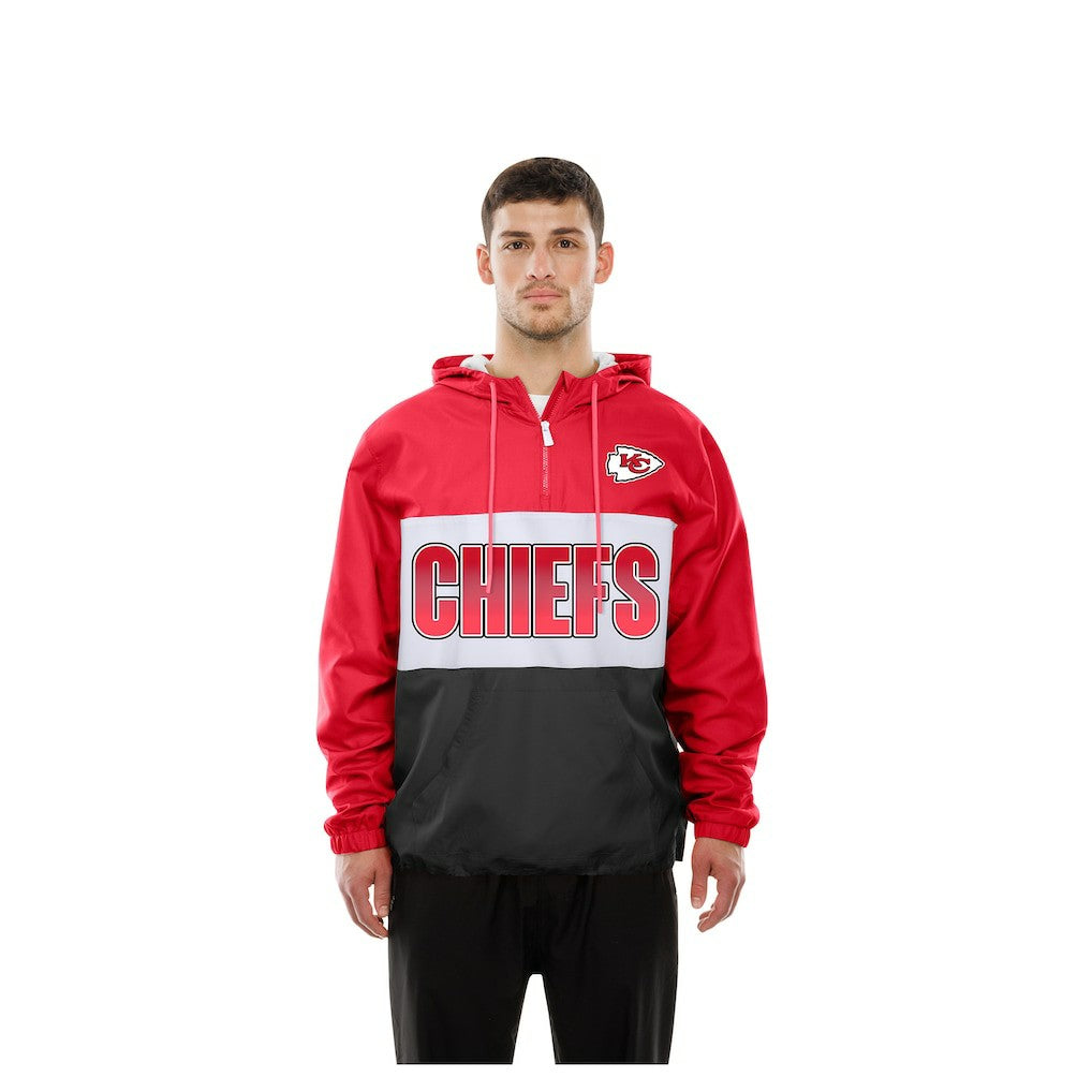 Kansas City Chiefs New Era Ripstop Quarter-Zip Hooded Windbreaker Red | NFL