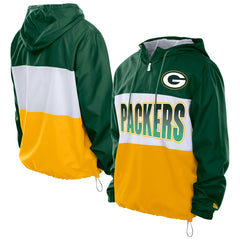 Green Bay Packers New Era Ripstop Quarter-Zip Hooded Windbreaker Green | NFL