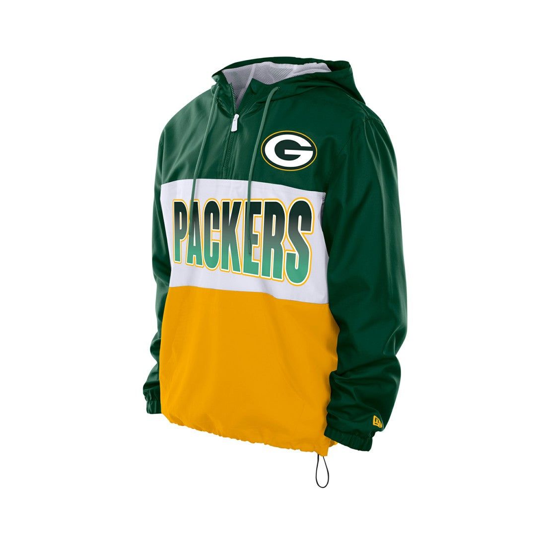 Green Bay Packers New Era Ripstop Quarter-Zip Hooded Windbreaker Green | NFL