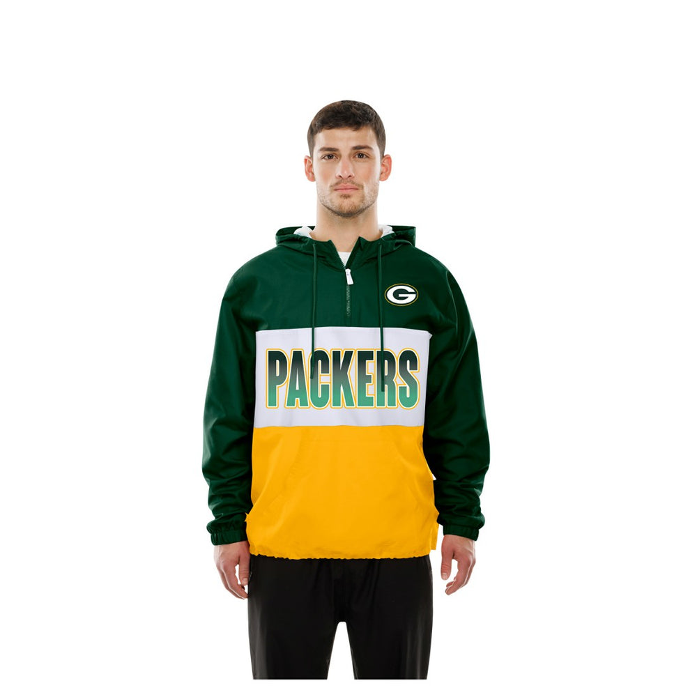 Green Bay Packers New Era Ripstop Quarter-Zip Hooded Windbreaker Green | NFL
