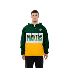Green Bay Packers New Era Ripstop Quarter-Zip Hooded Windbreaker Green | NFL