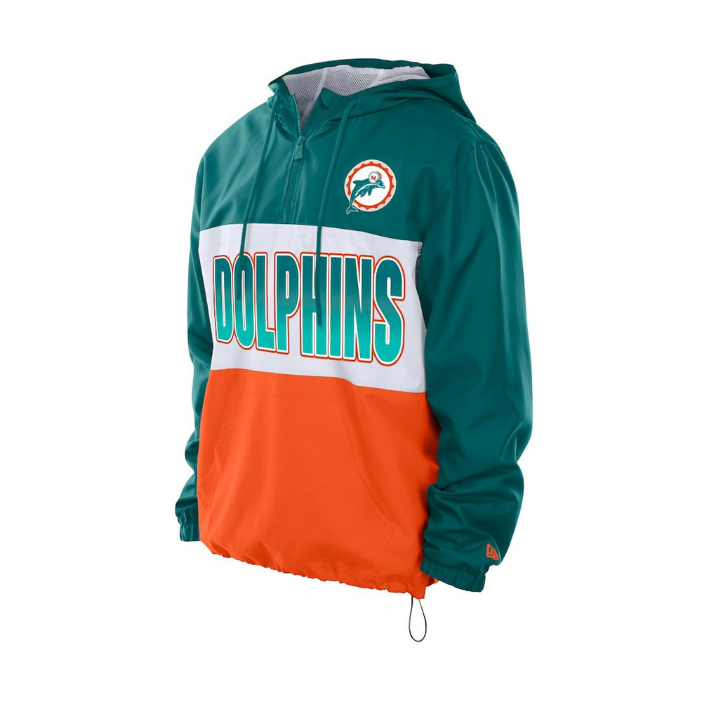 Miami Dolphins New Era Ripstop Quarter-Zip Hooded Windbreaker Aqua | NFL