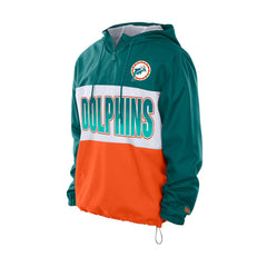 Miami Dolphins New Era Ripstop Quarter-Zip Hooded Windbreaker Aqua | NFL