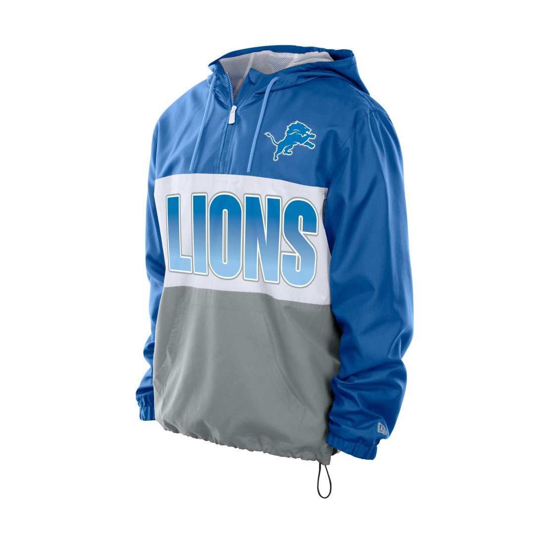 Detroit Lions New Era Ripstop Quarter-Zip Hooded Windbreaker Blue | NFL