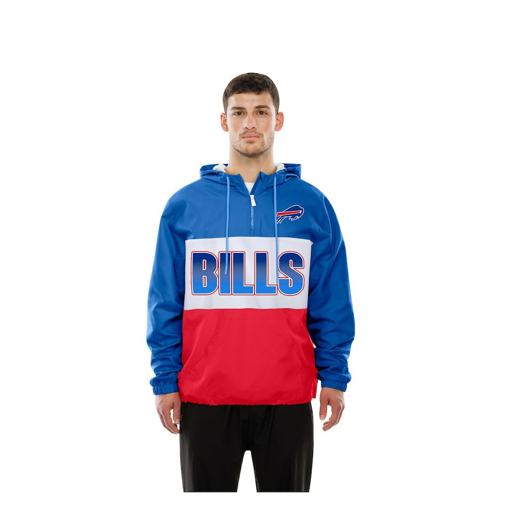 Buffalo Bills New Era Ripstop Quarter-Zip Hooded Windbreaker Royal | NFL