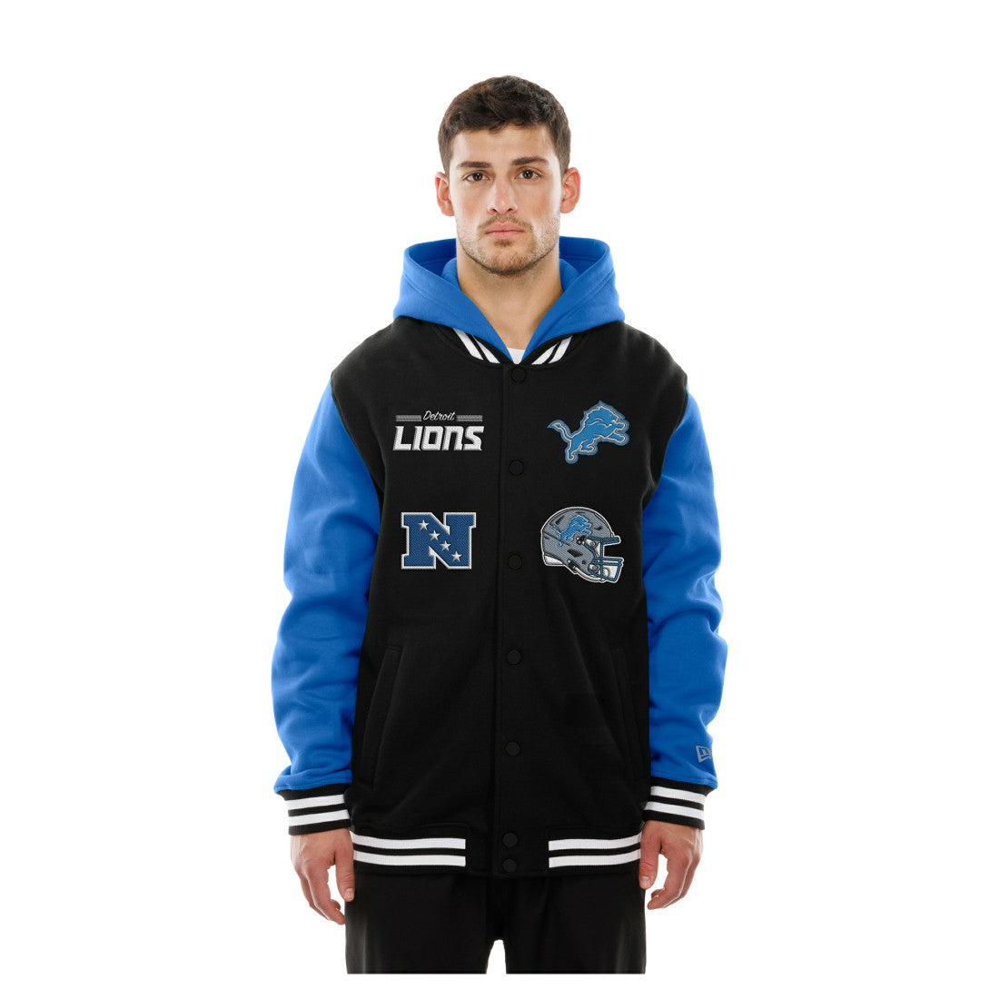 Detroit Lions New Era Full-Snap Fleece Hoodie Jacket Black | NFL
