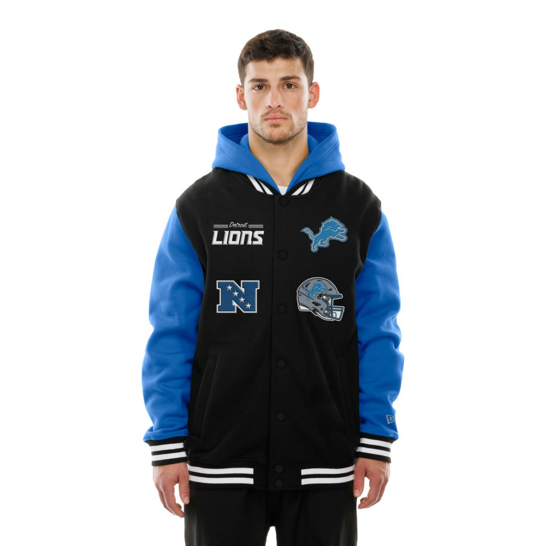 Detroit Lions New Era Full-Snap Fleece Hoodie Jacket Black | NFL