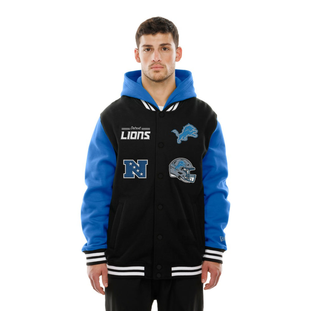 Detroit Lions New Era Full-Snap Fleece Hoodie Jacket Black | NFL