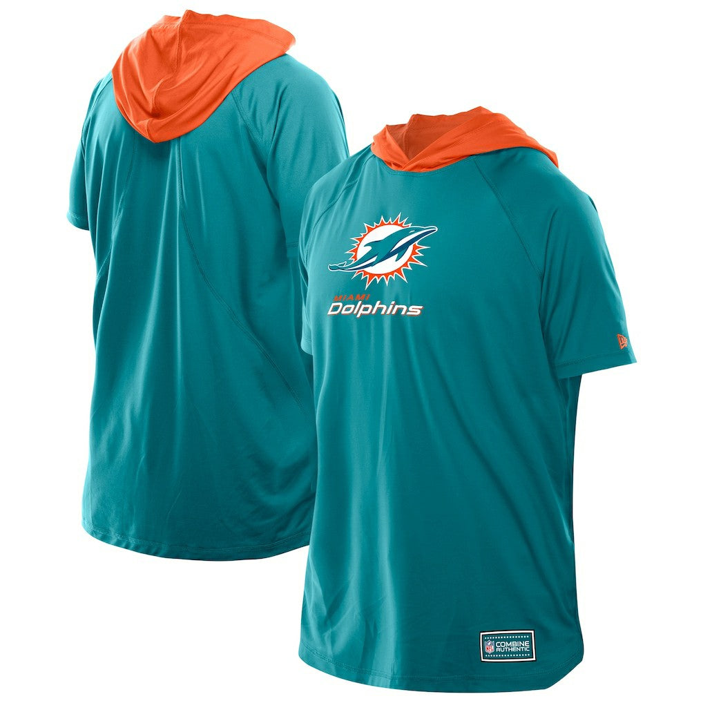 Miami Dolphins New Era Combine Authentic Hooded Raglan Short-Sleeve T-Shirt Aqua | NFL