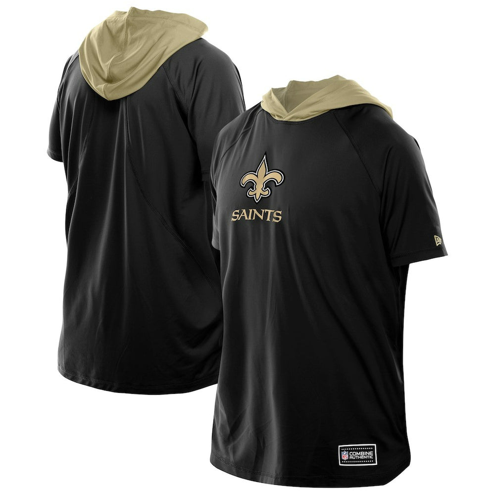 New Orleans Saints New Era Combine Authentic Hooded Raglan Short-Sleeve T-Shirt Black | NFL