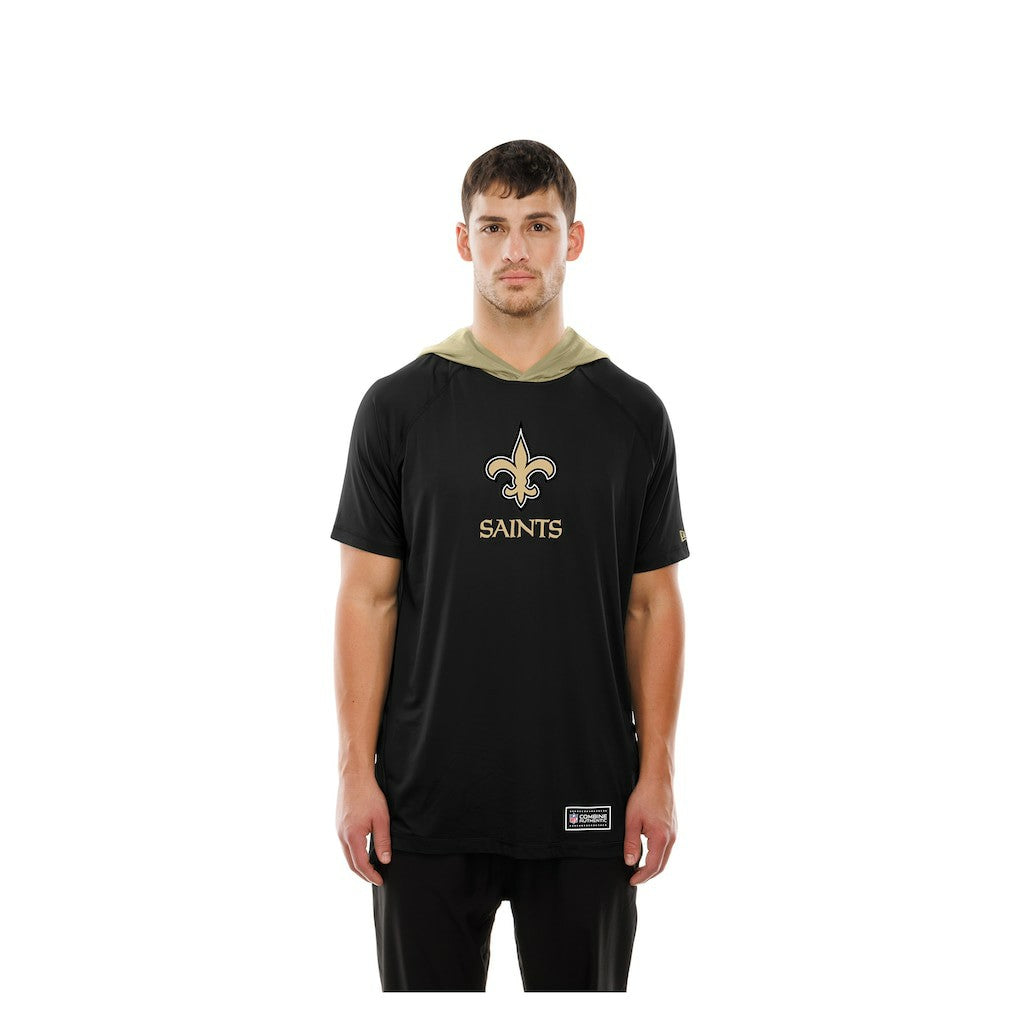 New Orleans Saints New Era Combine Authentic Hooded Raglan Short-Sleeve T-Shirt Black | NFL