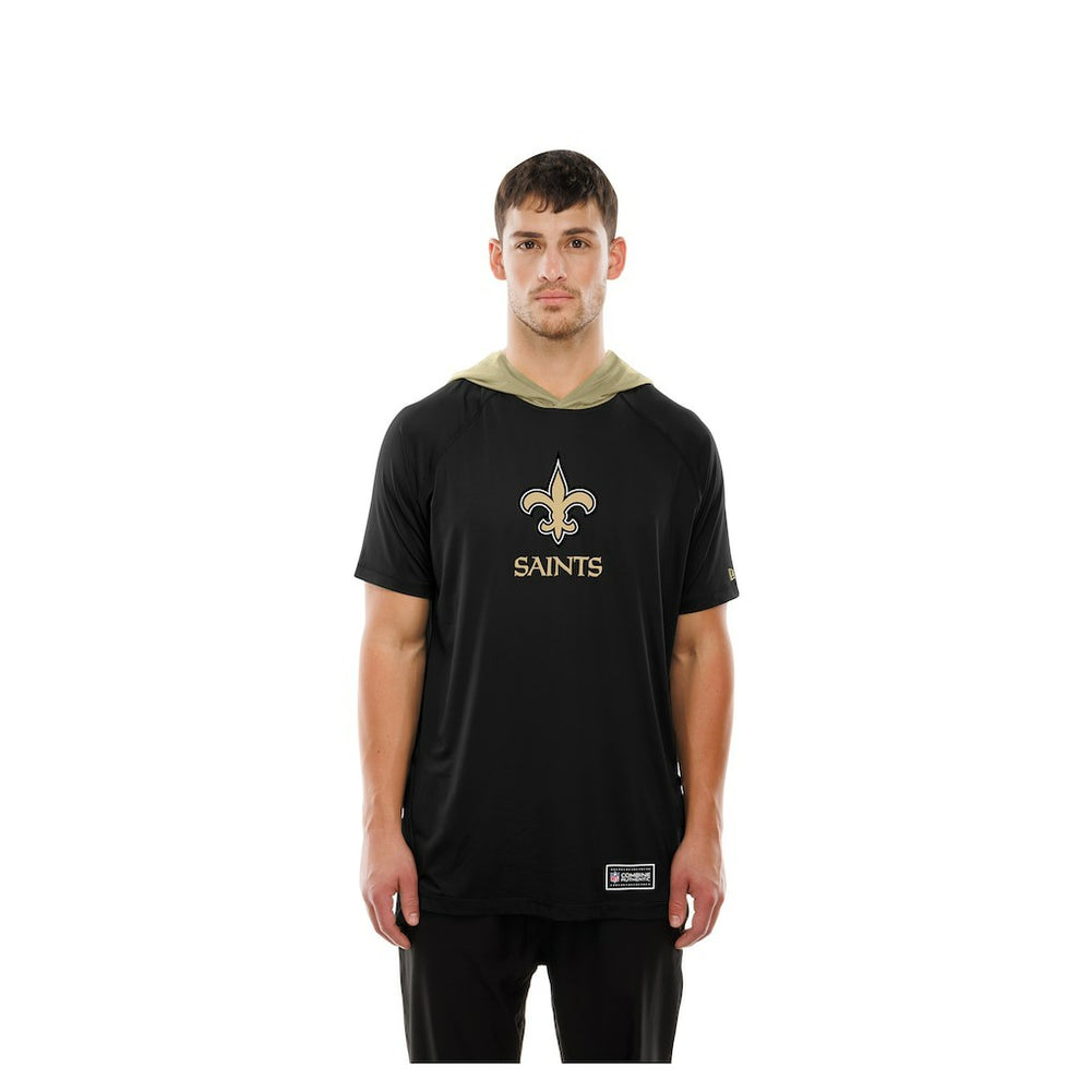New Orleans Saints New Era Combine Authentic Hooded Raglan Short-Sleeve T-Shirt Black | NFL