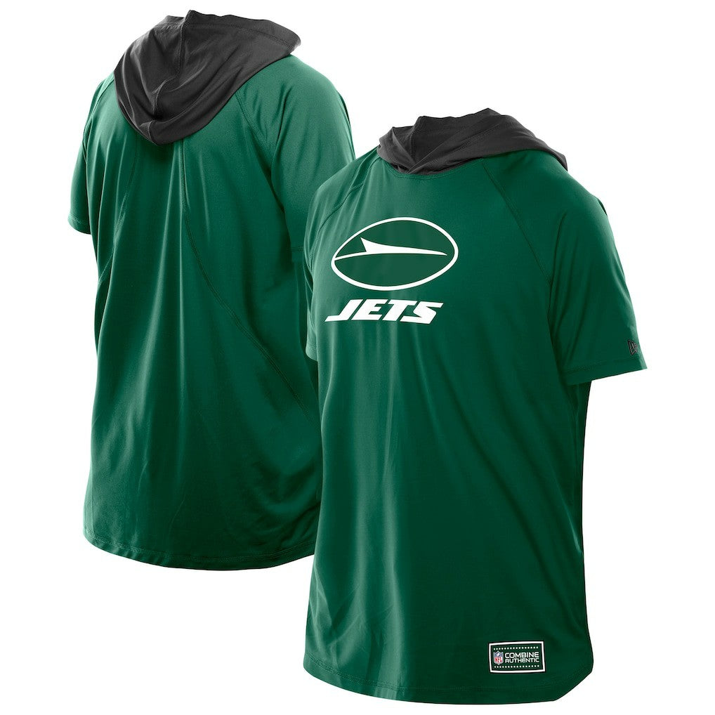 New York Jets New Era Combine Authentic Hooded Raglan Short-Sleeve T-Shirt Green | NFL