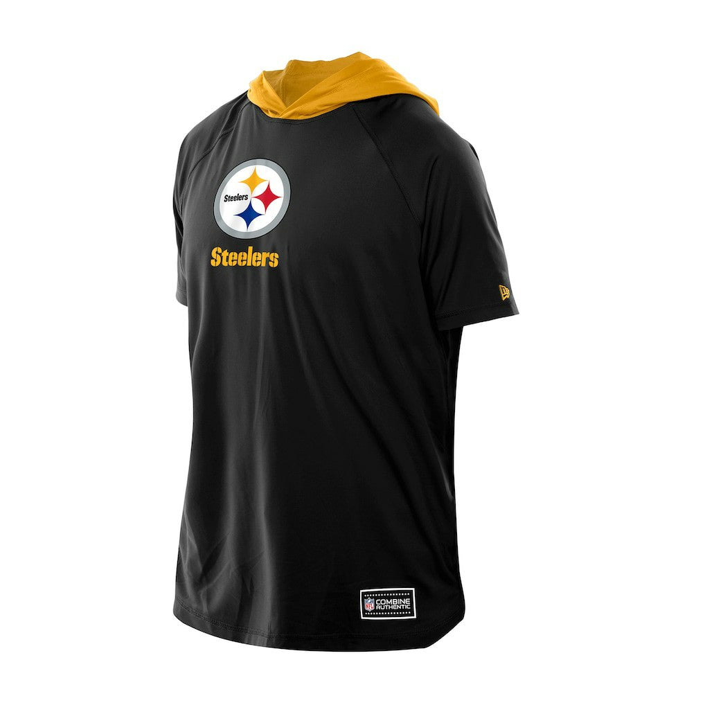 Pittsburgh Steelers New Era Combine Authentic Hooded Raglan Short-Sleeve T-Shirt Black | NFL