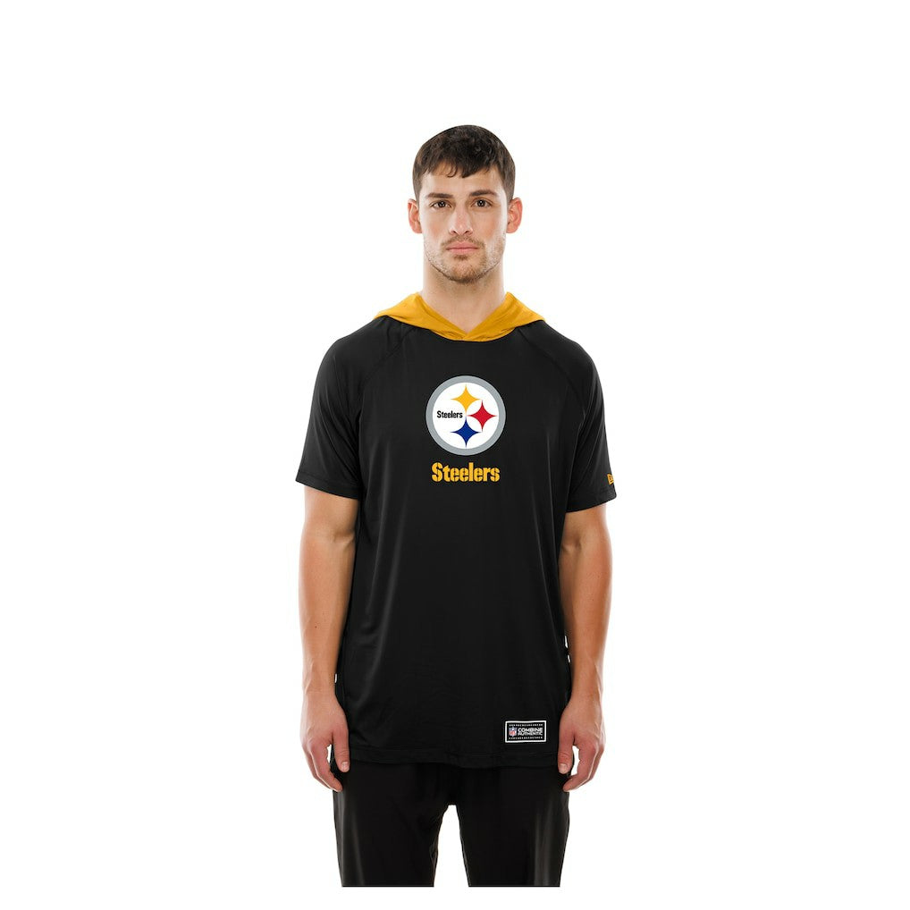 Pittsburgh Steelers New Era Combine Authentic Hooded Raglan Short-Sleeve T-Shirt Black | NFL