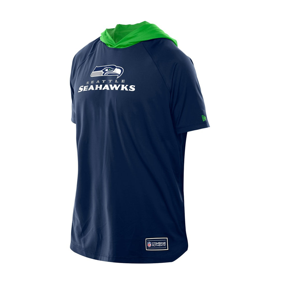Seattle Seahawks New Era Combine Authentic Hooded Raglan Short-Sleeve T-Shirt College Navy | NFL