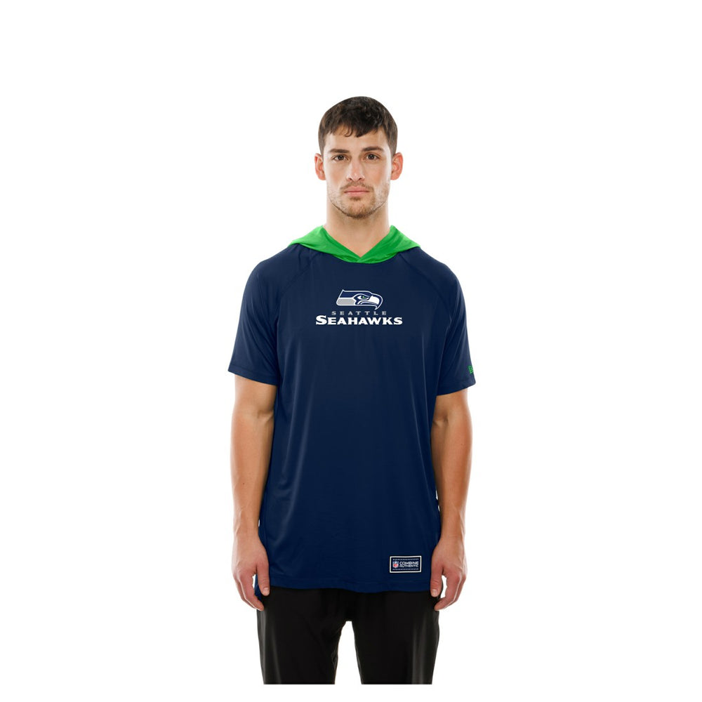 Seattle Seahawks New Era Combine Authentic Hooded Raglan Short-Sleeve T-Shirt College Navy | NFL