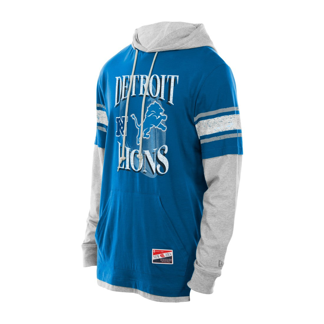 Detroit Lions New Era Twofer Layered Long Sleeve Hoodie T-Shirt Blue | NFL