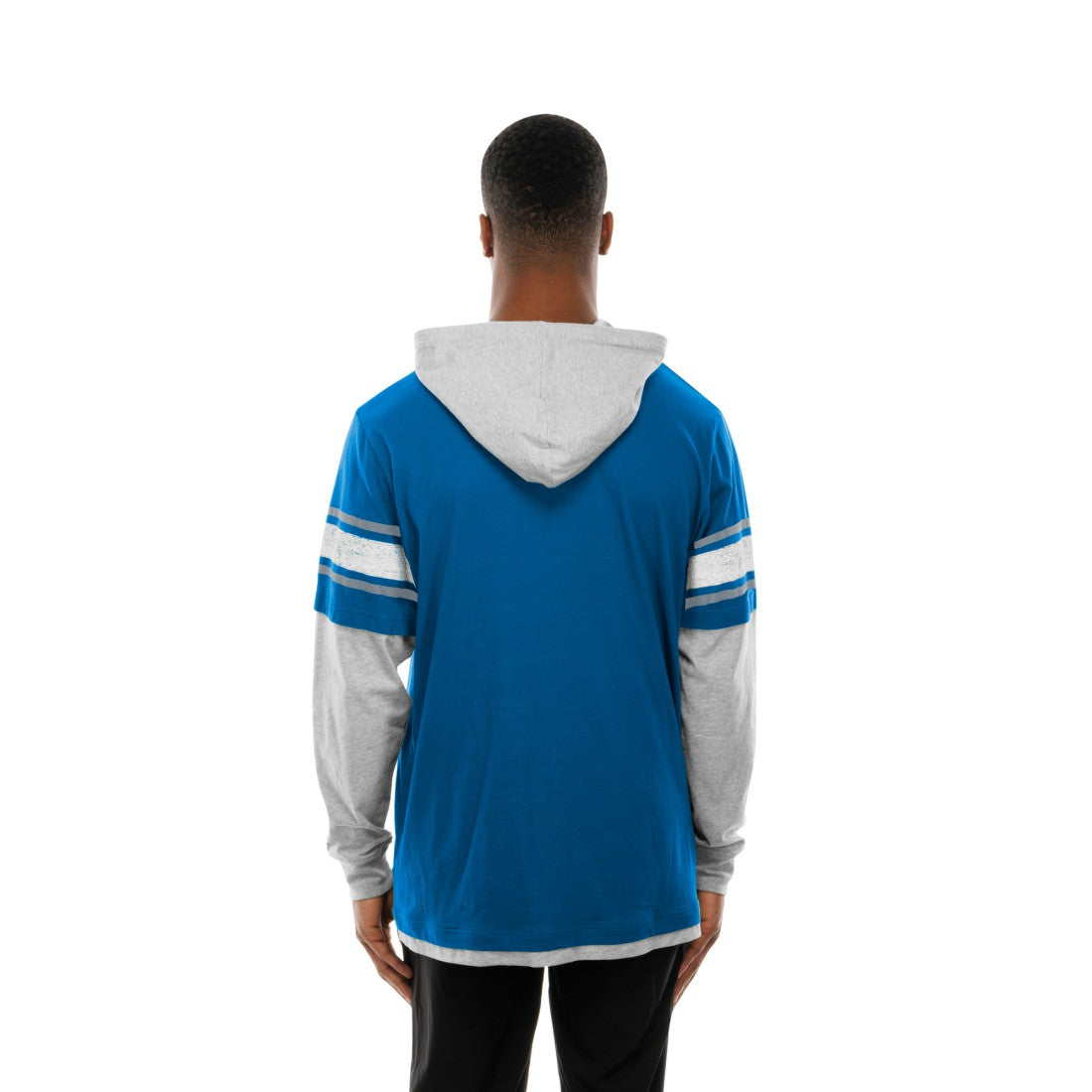 Detroit Lions New Era Twofer Layered Long Sleeve Hoodie T-Shirt Blue | NFL