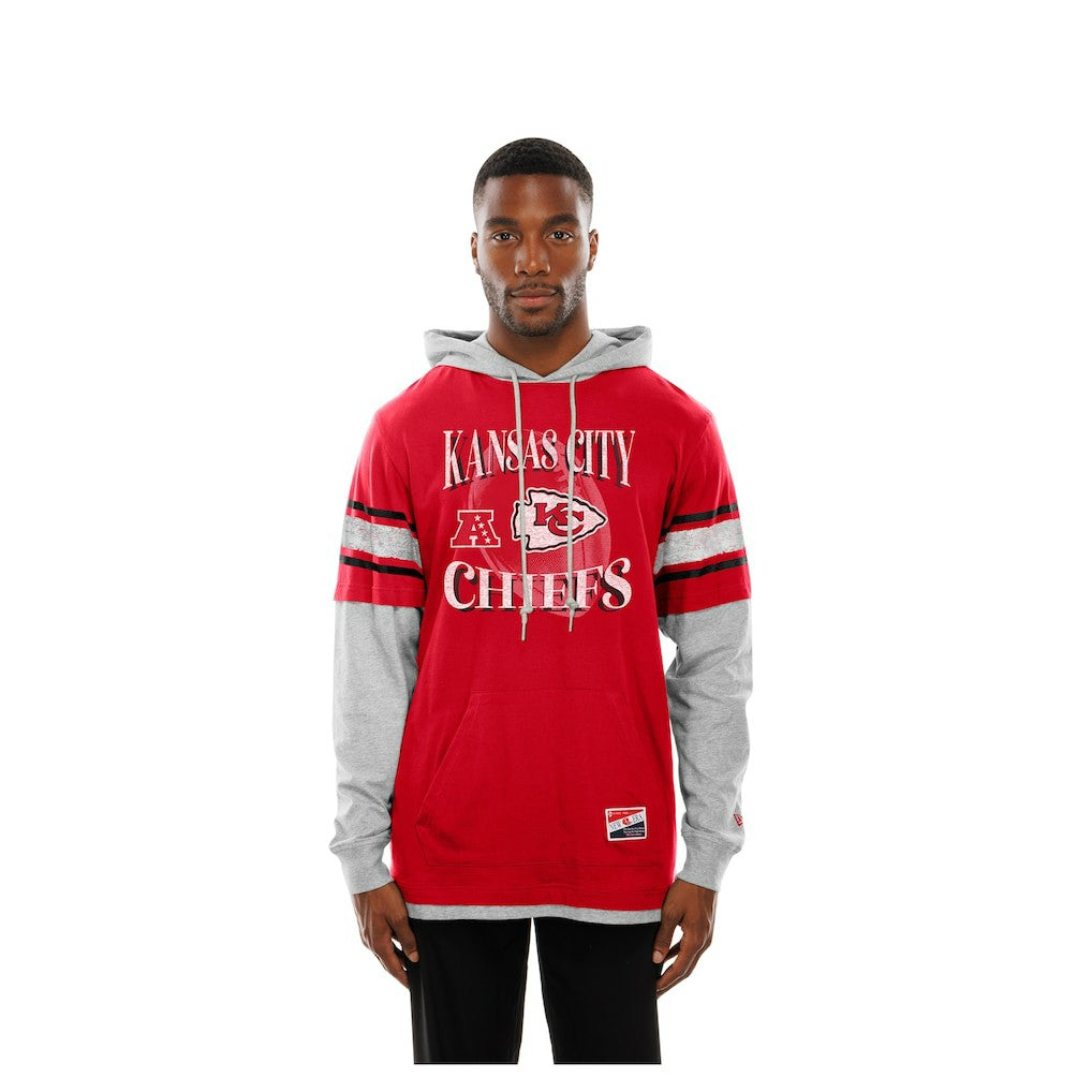 Kansas City Chiefs New Era Twofer Layered Long Sleeve Hoodie T-Shirt Red | NFL
