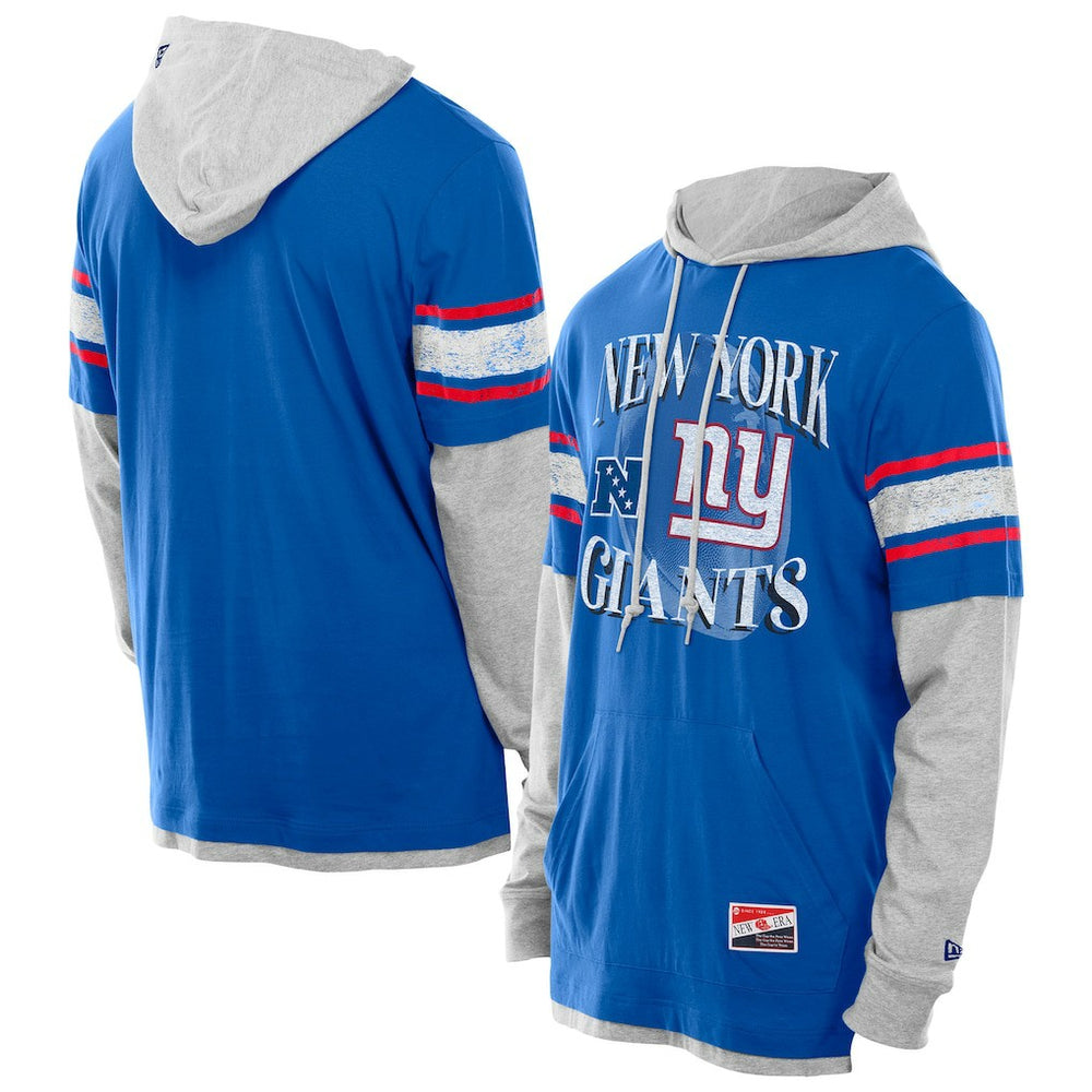 New York Giants New Era Twofer Layered Long Sleeve Hoodie T-Shirt Royal | NFL