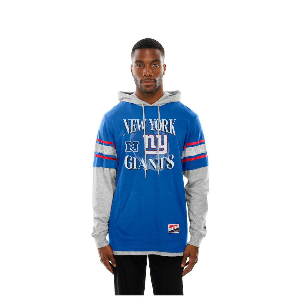 New York Giants New Era Twofer Layered Long Sleeve Hoodie T-Shirt Royal | NFL