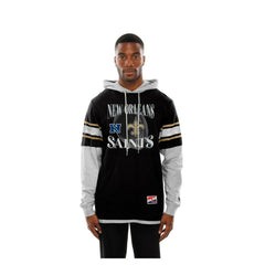 New Orleans Saints New Era Twofer Layered Long Sleeve Hoodie T-Shirt Black | NFL