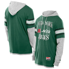 New York Jets New Era Twofer Layered Long Sleeve Hoodie T-Shirt Green | NFL