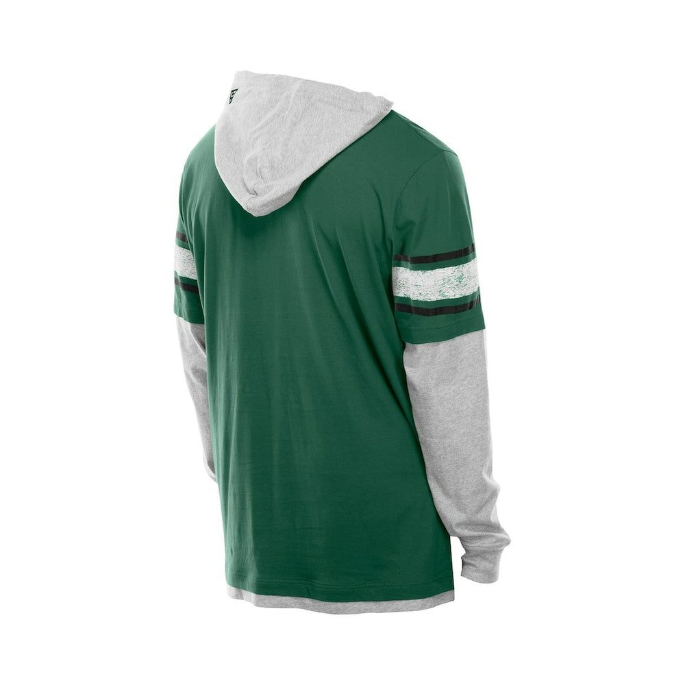 New York Jets New Era Twofer Layered Long Sleeve Hoodie T-Shirt Green | NFL