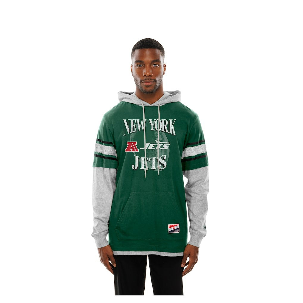 New York Jets New Era Twofer Layered Long Sleeve Hoodie T-Shirt Green | NFL