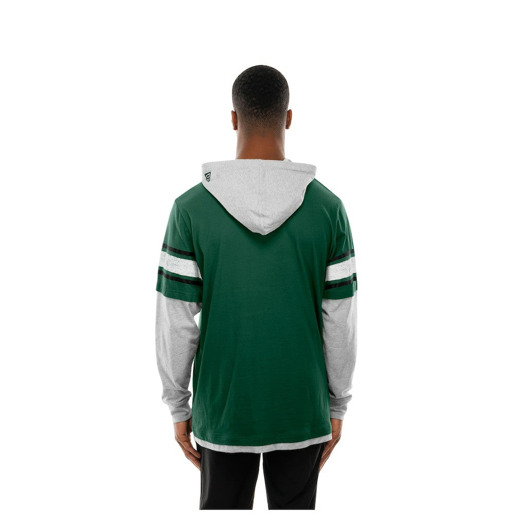 New York Jets New Era Twofer Layered Long Sleeve Hoodie T-Shirt Green | NFL
