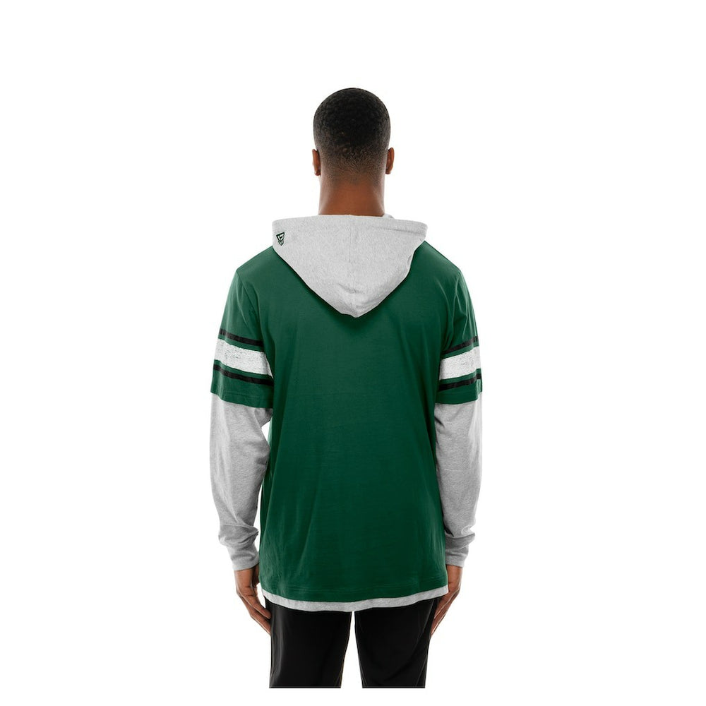 New York Jets New Era Twofer Layered Long Sleeve Hoodie T-Shirt Green | NFL