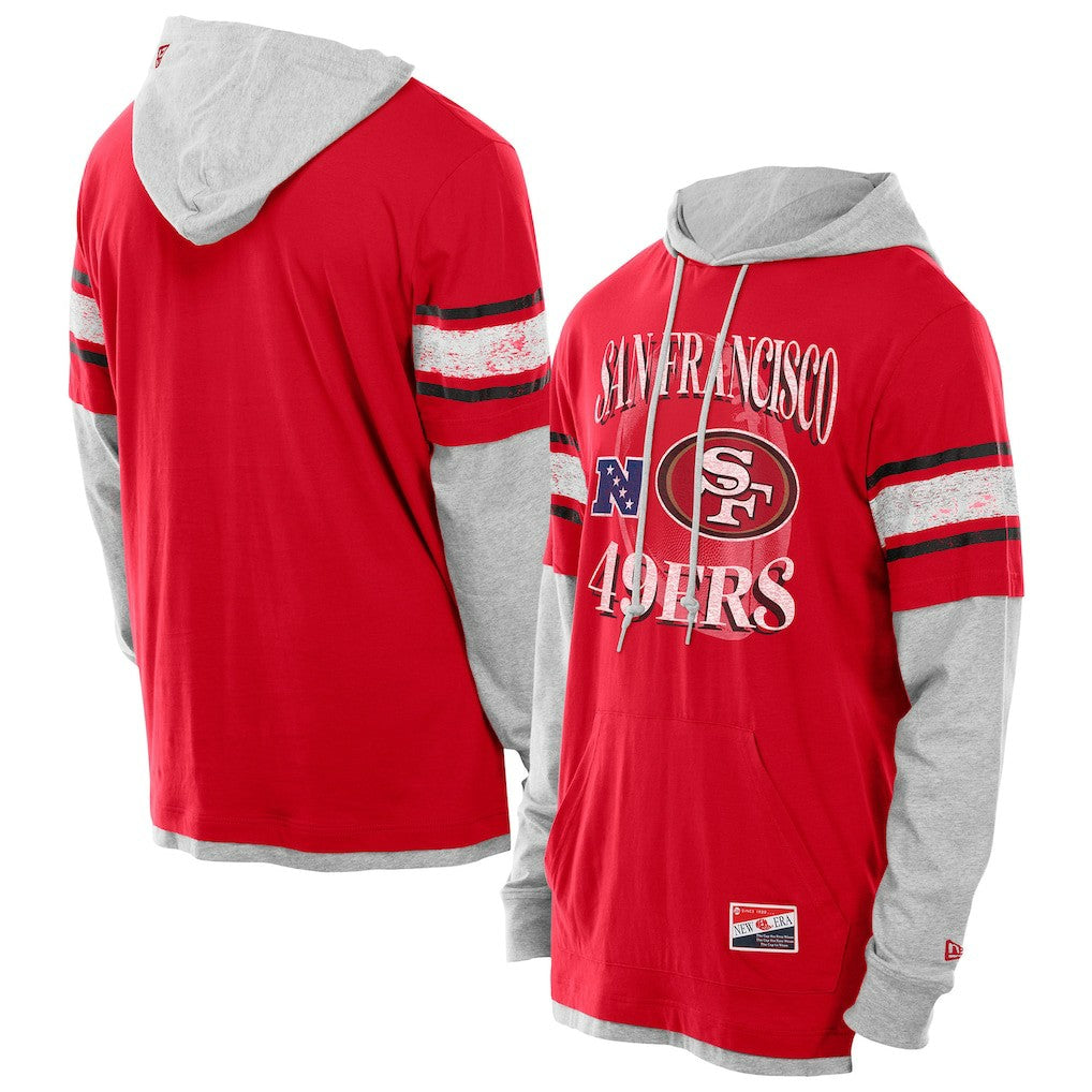 San Francisco 49ers New Era Twofer Layered Long Sleeve Hoodie T-Shirt Scarlet | NFL