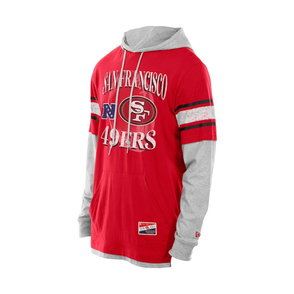 San Francisco 49ers New Era Twofer Layered Long Sleeve Hoodie T-Shirt Scarlet | NFL