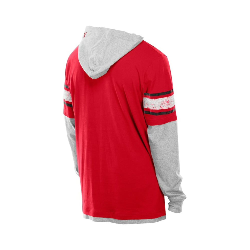 San Francisco 49ers New Era Twofer Layered Long Sleeve Hoodie T-Shirt Scarlet | NFL
