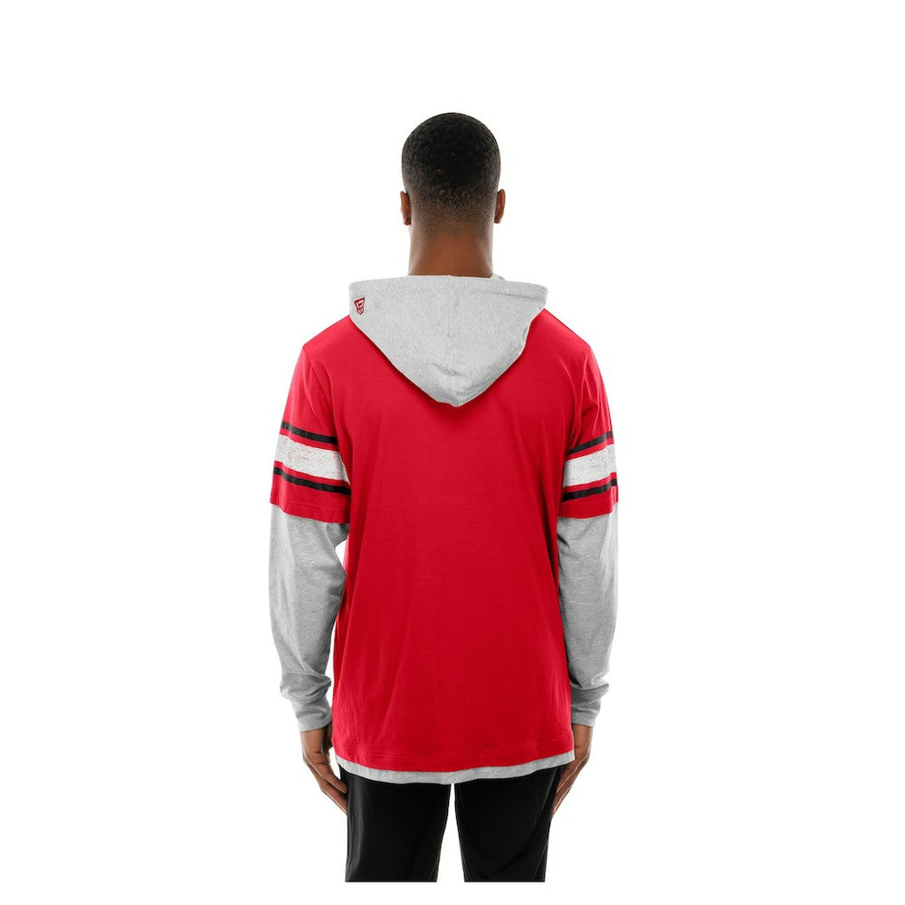 San Francisco 49ers New Era Twofer Layered Long Sleeve Hoodie T-Shirt Scarlet | NFL