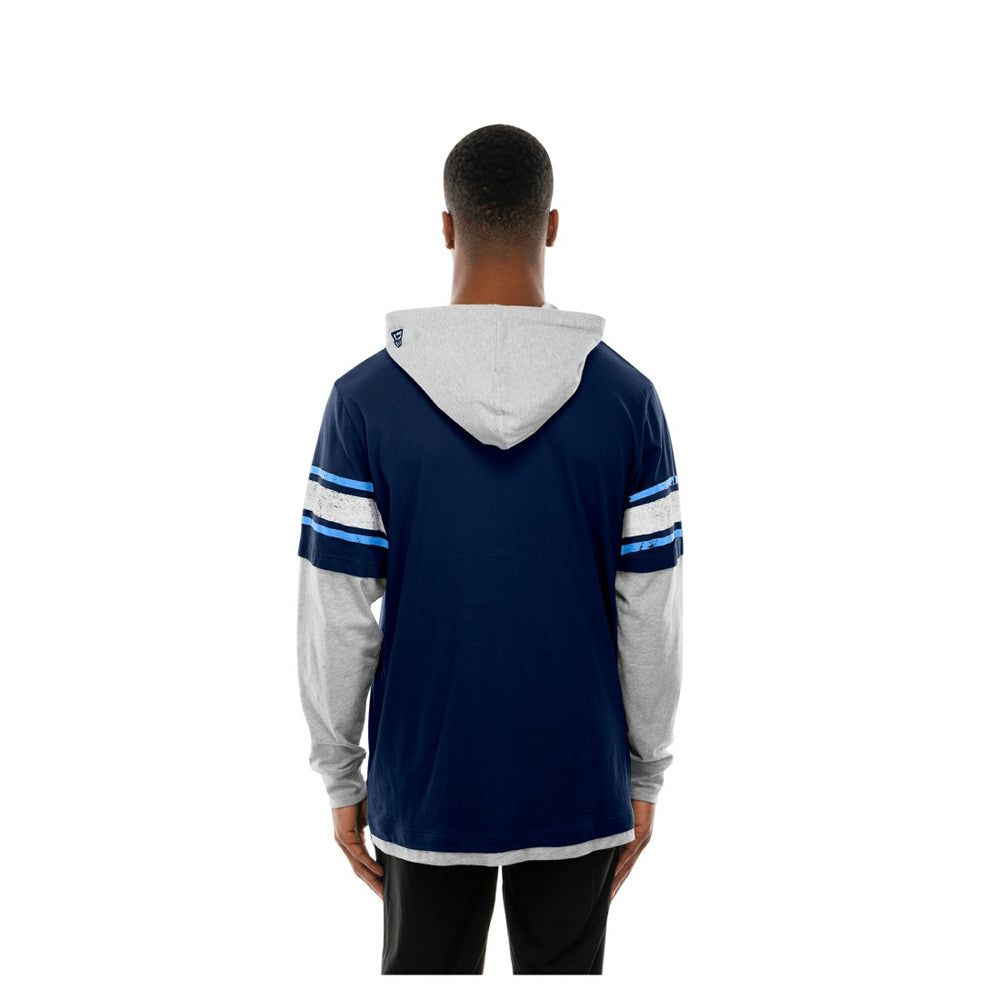 Tennessee Titans New Era Twofer Layered Long Sleeve Hoodie T-Shirt Navy | NFL