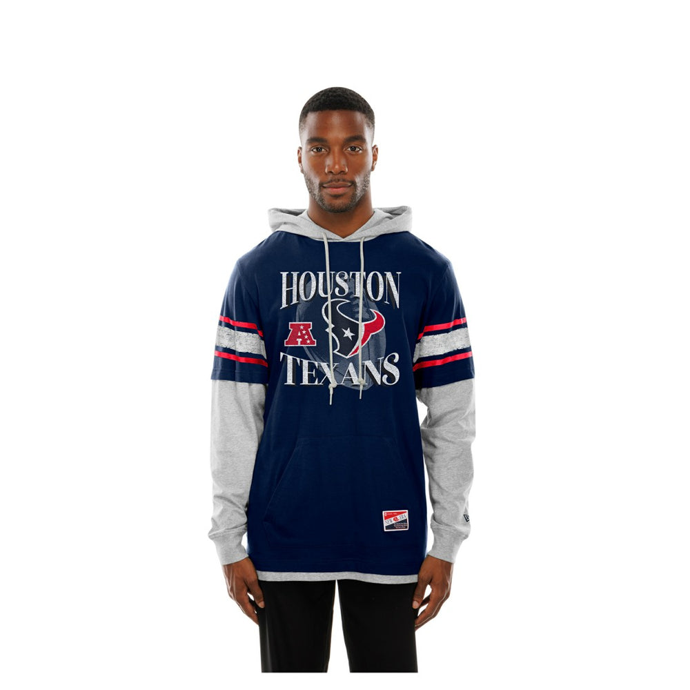 Houston Texans New Era Twofer Layered Long Sleeve Hoodie T-Shirt Navy | NFL