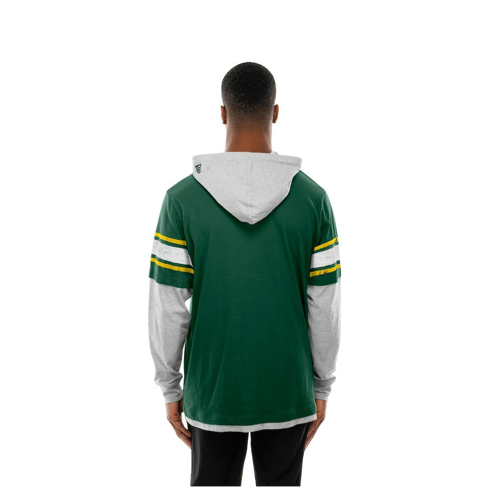 Green Bay Packers New Era Twofer Layered Long Sleeve Hoodie T-Shirt Green | NFL