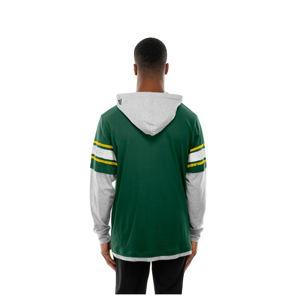 Green Bay Packers New Era Twofer Layered Long Sleeve Hoodie T-Shirt Green | NFL