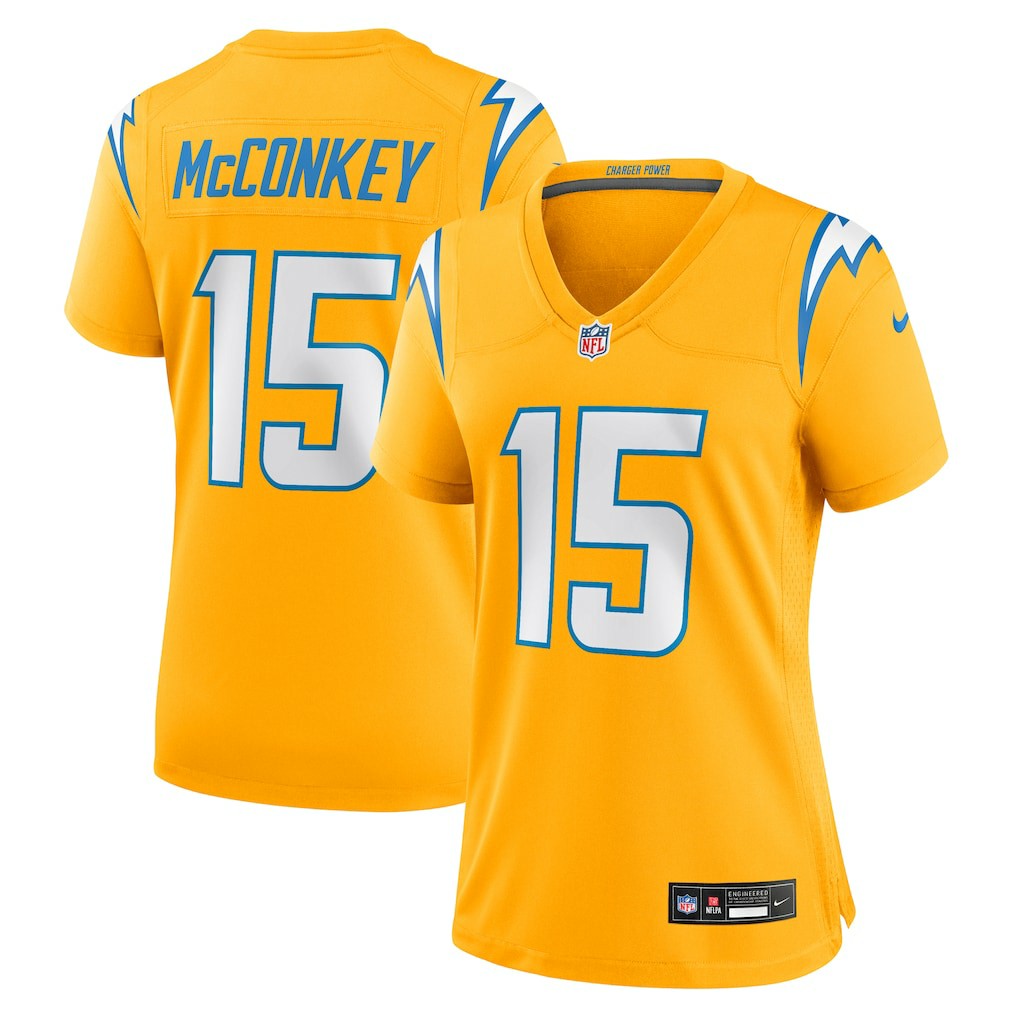 Ladd McConkey Los Angeles Chargers Women's Alternate Charger Power Game Jersey Gold | Nike for Sale