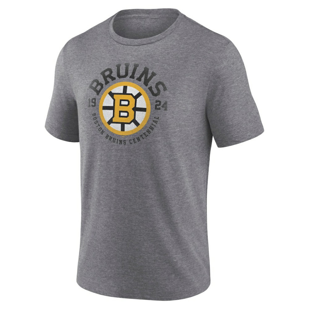 Boston Bruins Centennial Rewind Tri-Blend T-Shirt - Heather Gray - NHL